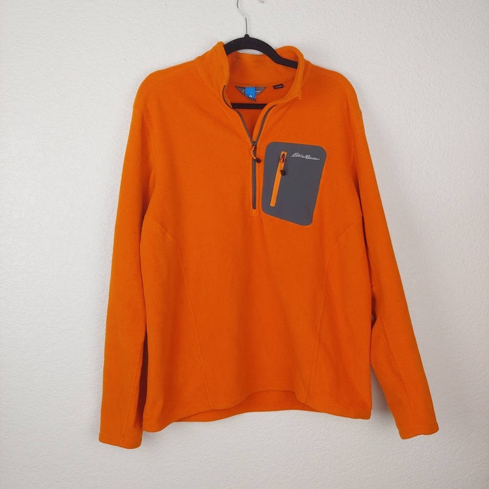 Eddie Bauer Orange Fleece Pullover Size L